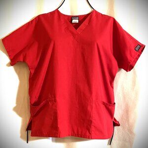 Cherokee Nurse Medical Scrub Top Short Sleeve Size Small Red